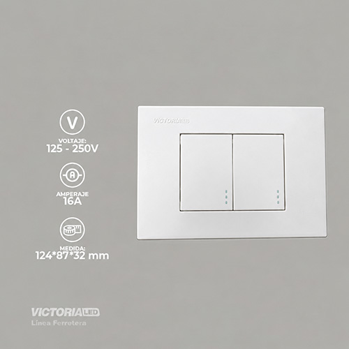 INTERRUPTOR DOBLE CONMUTABLE 16A 125/250V PC BLANCO 10U/C
