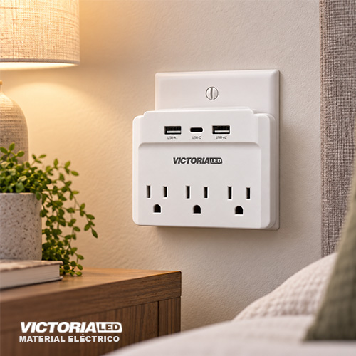 ENCHUFE  MULTIPLE 3 ENTRADAS 2USB-1C