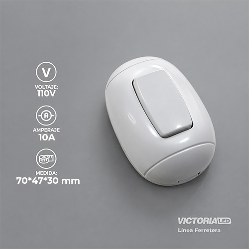 INTERRUPTOR SIMPLE SOBREPUESTO 127/250V 10A BLANCO