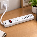 REGLETA 6 PUERTOS 1 METRO DE CABLE 1USB Y 1C