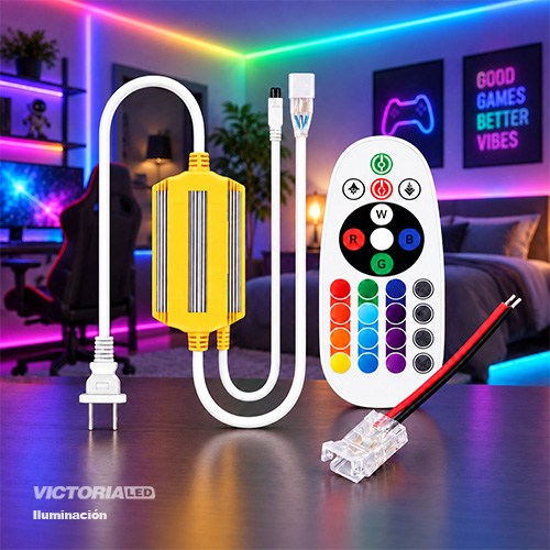 CONTROLADOR CINTA LED 110V 10MM 240L RGB + CONTROL + CONECTOR