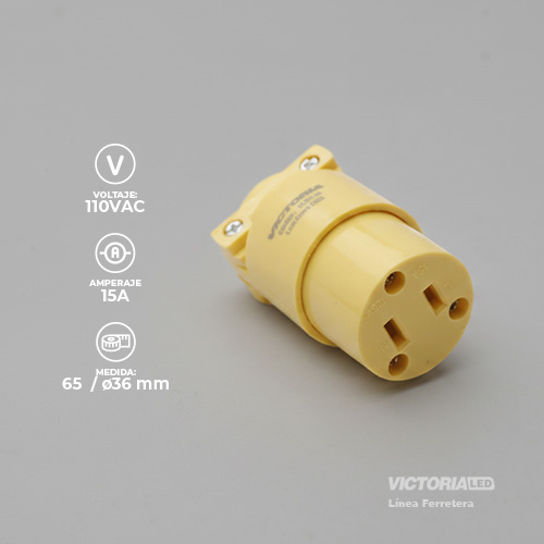 ENCHUFE HEMBRA 2P 125V 15A AMARILLO 25U/C