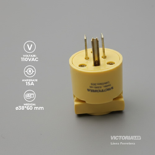 ENCHUFE MACHO 3P 250V 15A AMARILLO 25U/C