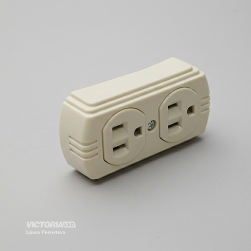 TOMACORRIENTE DOBLE SOBREPUESTO 15A 125V IVORY 10 U/C