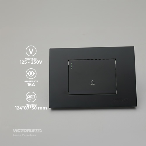 PULSADOR TIMBRE 16A 125/250V PC NEGRO 10U/C