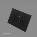 TOMACORRIENTE DOBLE + UBS*1 + TIPO C*1 16A 125/250V PC NEGRO 5U/C