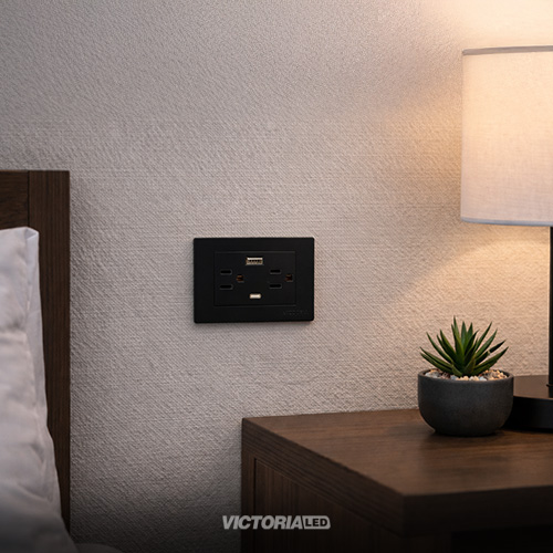 TOMACORRIENTE DOBLE + UBS*1 + TIPO C*1 16A 125/250V PC NEGRO 5U/C