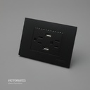 TOMACORRIENTE DOBLE + USB*2 16A 125/250V PC NEGRO 5U/C