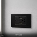 TOMACORRIENTE DOBLE + USB*2 16A 125/250V PC NEGRO 5U/C