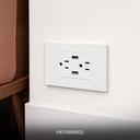 TOMACORRIENTE DOBLE + USB*2 16A 125/250V PC BLANCO 5U/C