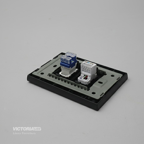 TOMA RJ45 CAT5 + CAT6 PC NEGRO 10U/C