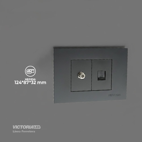 TOMA TV + RJ45 CAT5 PC NEGRO 10U/C