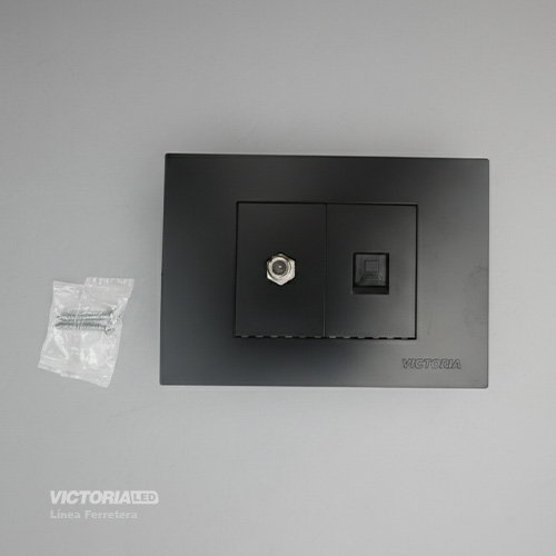 TOMA TV + RJ45 CAT5 PC NEGRO 10U/C