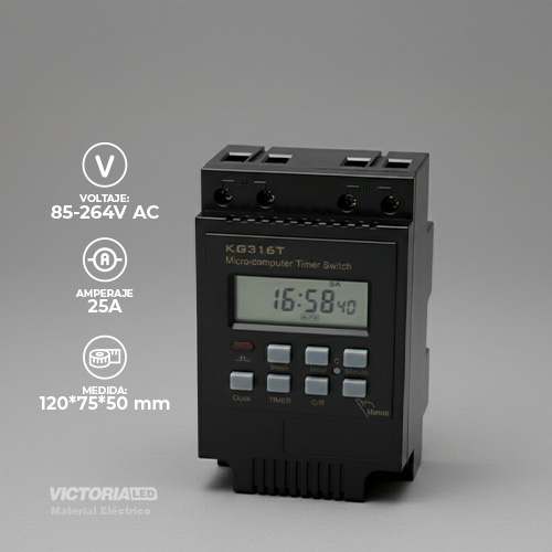 VICTORIA LED TIMER 85-264V AC 25A NEGRO 30U/C