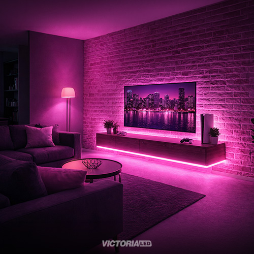 CINTA NEON 5M ROSADO IP65 AC100-240V DC12V