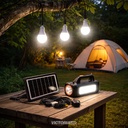 KIT SOLAR PORTATIL LINTERNA/3FOCOS3W/USB/RADIO/MP3/BLUETOOTH