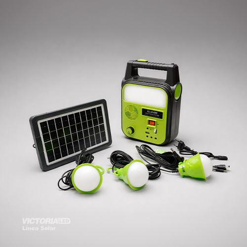KIT SOLAR PORTATIL LINTERNA/3FOCOS3W/USB