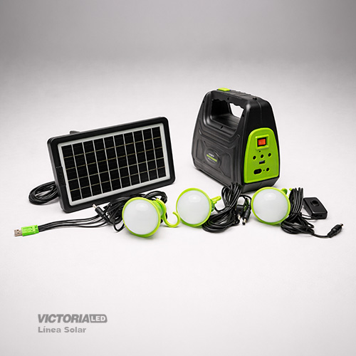 KIT SOLAR PORTATIL LINTERNA/3FOCOS3W/USB