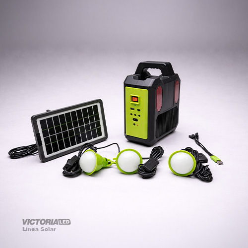 KIT SOLAR PORTATIL LINTERNA/3FOCOS3W/USB