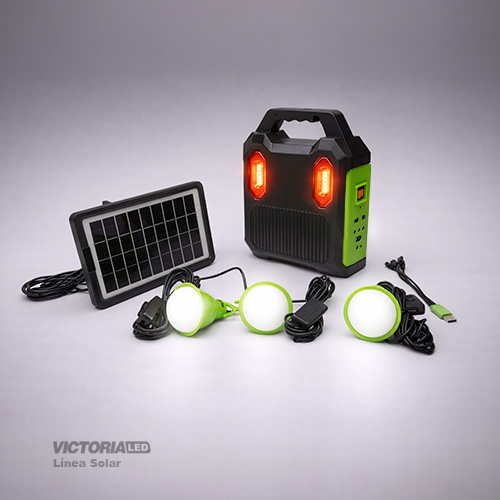KIT SOLAR PORTATIL LINTERNA/3FOCOS3W/USB