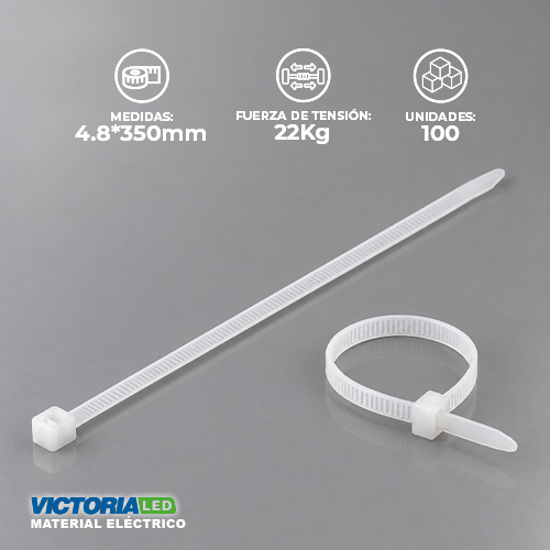 AMARRAS PLASTICAS BLANCA 4.8MMX350MM 100PZAS