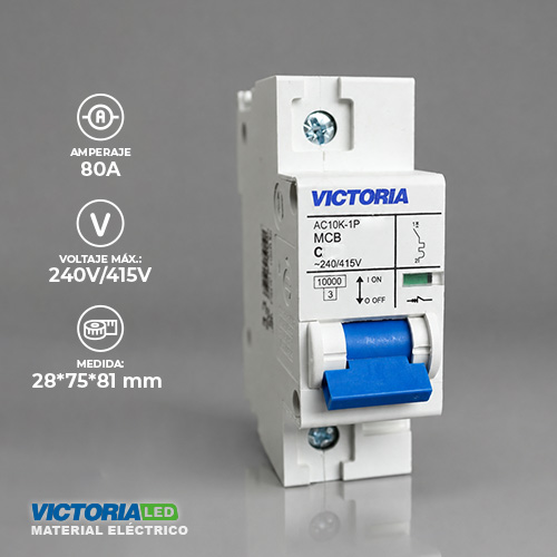 BREAKER VICTORIA LED AC 10K 1P 80A 12U/C