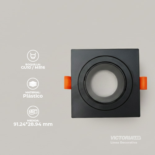 CARCASA CUADRADA 92X92X30MM NEGRA 100U/C