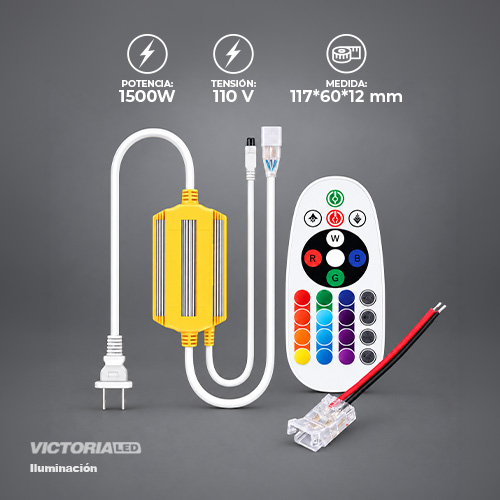 CONTROLADOR CINTA LED 110V 10MM 240L RGB + CONTROL + CONECTOR