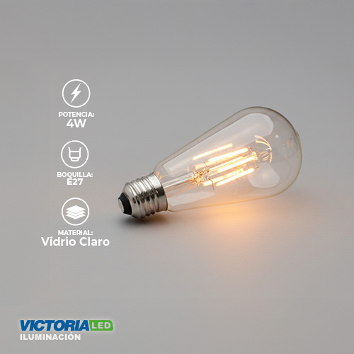 FOCO LED DECORATIVO VINTAGE 4W E27 110V TRANSPARENTE 100U/C