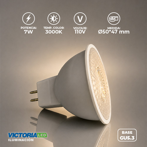FOCO LED MR16 GU5.3 7W 110V 3000K 100U/C