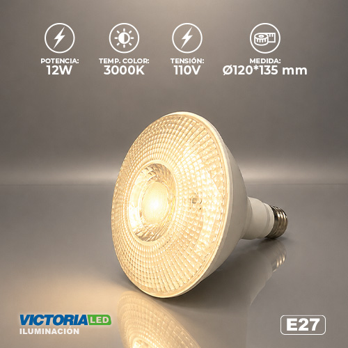 FOCO LED PAR38 12W IP65 110V 3000K 12U/C