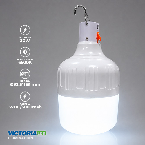 FOCO LED RECARGABLE 30W 6500K 100U/C