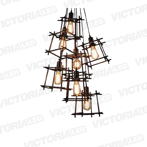 LAMPARA DECORATIVA DE TECHO 7*E27 METAL NEGRO