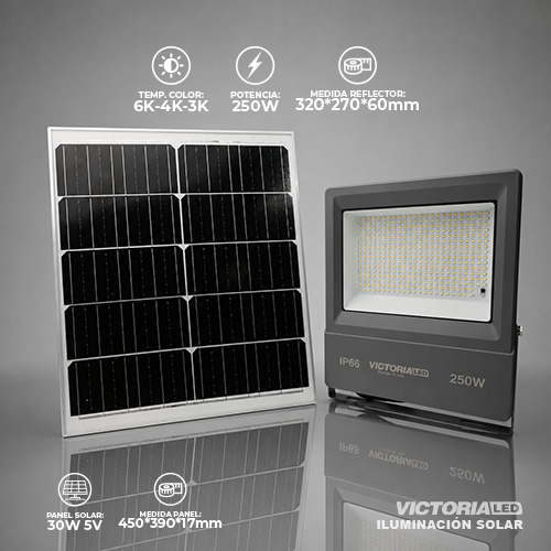 SOLAR REFLECTOR MULTIPUNTO 250W 3 TONOS DE LUZ