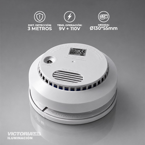 VICTORIA LED SENSOR DE HUMO 9V 110V BLANCO 50U/C