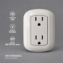 TOMACORRIENTE DOBLE OVALADO 125/250V 15A BLANCO 10U/C