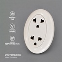 TOMACORRIENTE DOBLE OVALADO SOBREPUESTO 125/250V 15A BLANCO 10U/C