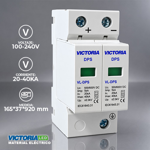 PROTECTOR CONTRA SOBRETENSIONES 2P 500/600DC 20-40KA