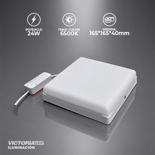 VICTORIA LED PANEL SIN BORDE 6500k 24W SOBREPUESTO CUADRADO 20U/C