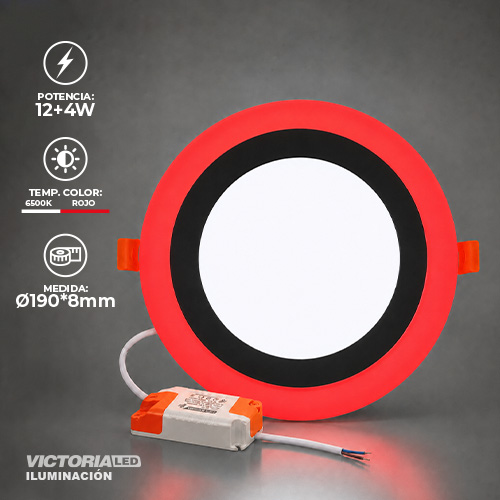 VICTORIA LED PANEL EMP RED 12W+4W ROJO 100U/C