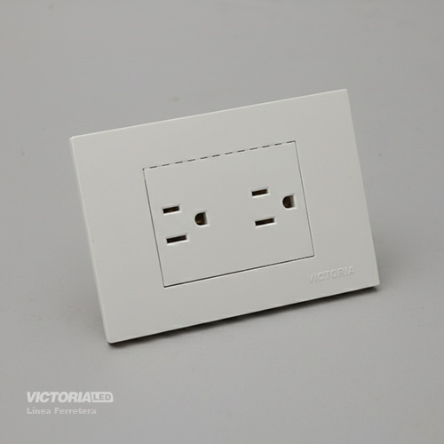 TOMACORRIENTE DOBLE 16A 125/250V PC BLANCO 10U/C