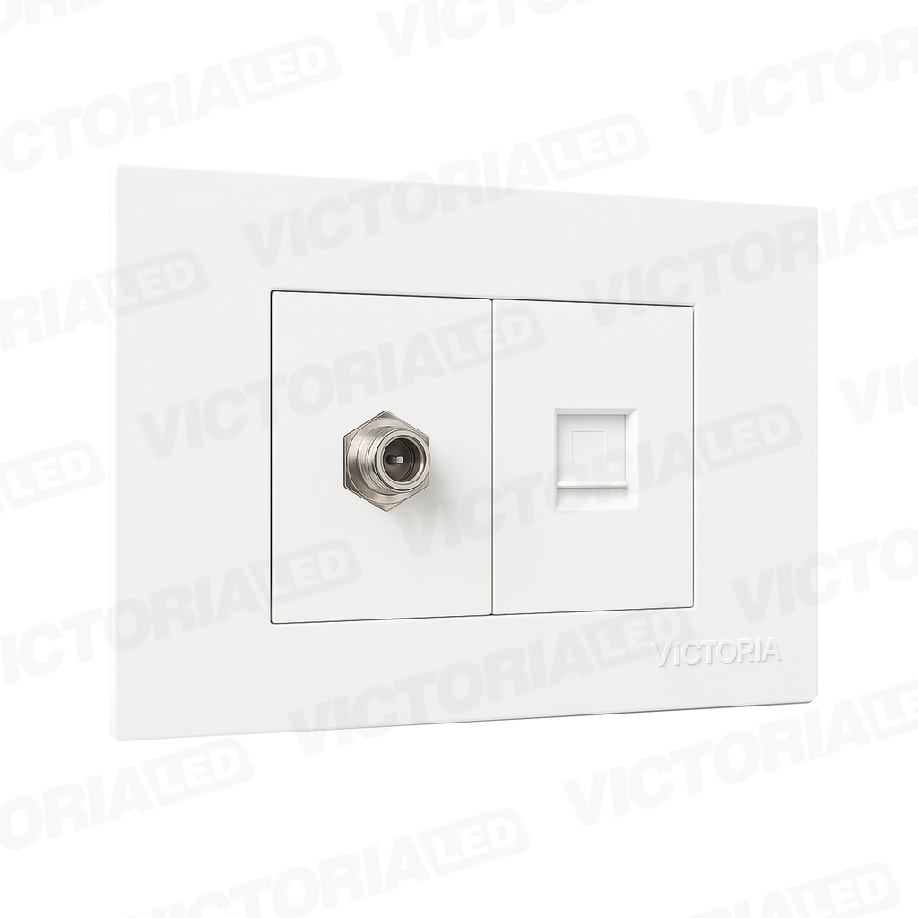 TOMA TV + RJ45 CAT5 PC BLANCO 10U/C