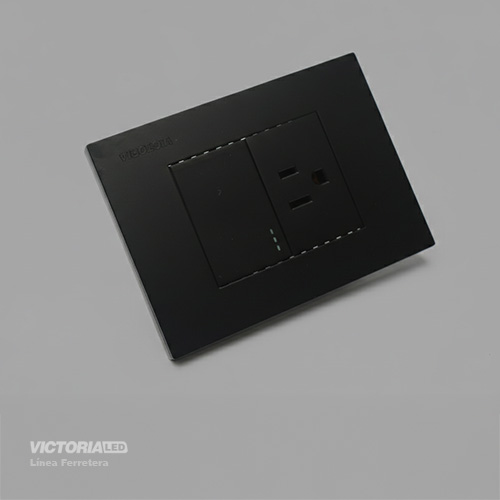 MIXTO INTERRUPTOR + TOMACORRIENTE 16A 125/250V PC NEGRO 10U/C