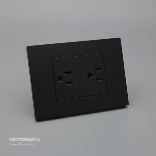 TOMACORRIENTE DOBLE 16A 125/250V PC NEGRO 10U/C
