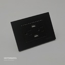 TOMACORRIENTE DOBLE + USB*2 16A 125/250V PC NEGRO 5U/C