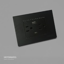 TOMACORRIENTE DOBLE + UBS*1 + TIPO C*1 16A 125/250V PC NEGRO 5U/C