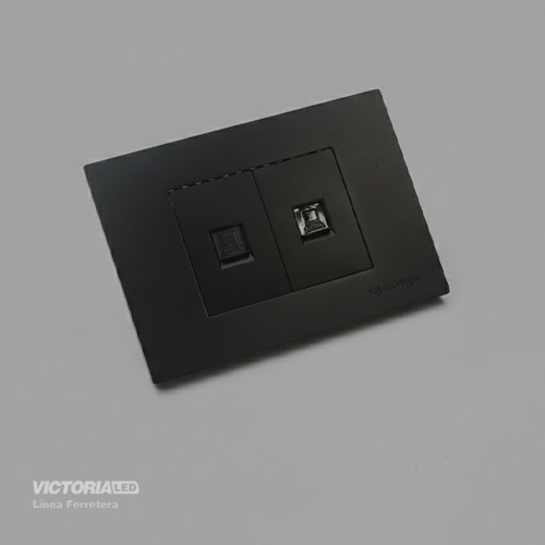 TOMA RJ45 CAT5 + CAT6 PC NEGRO 10U/C