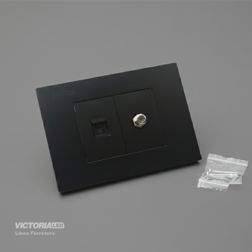 TOMA TV + RJ45 CAT5 PC NEGRO 10U/C