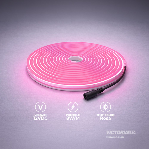CINTA NEON 5M ROSADO IP65 AC100-240V DC12V