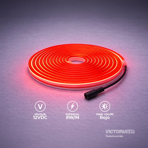 CINTA NEON 5M ROJO IP65 AC100-240V DC12V